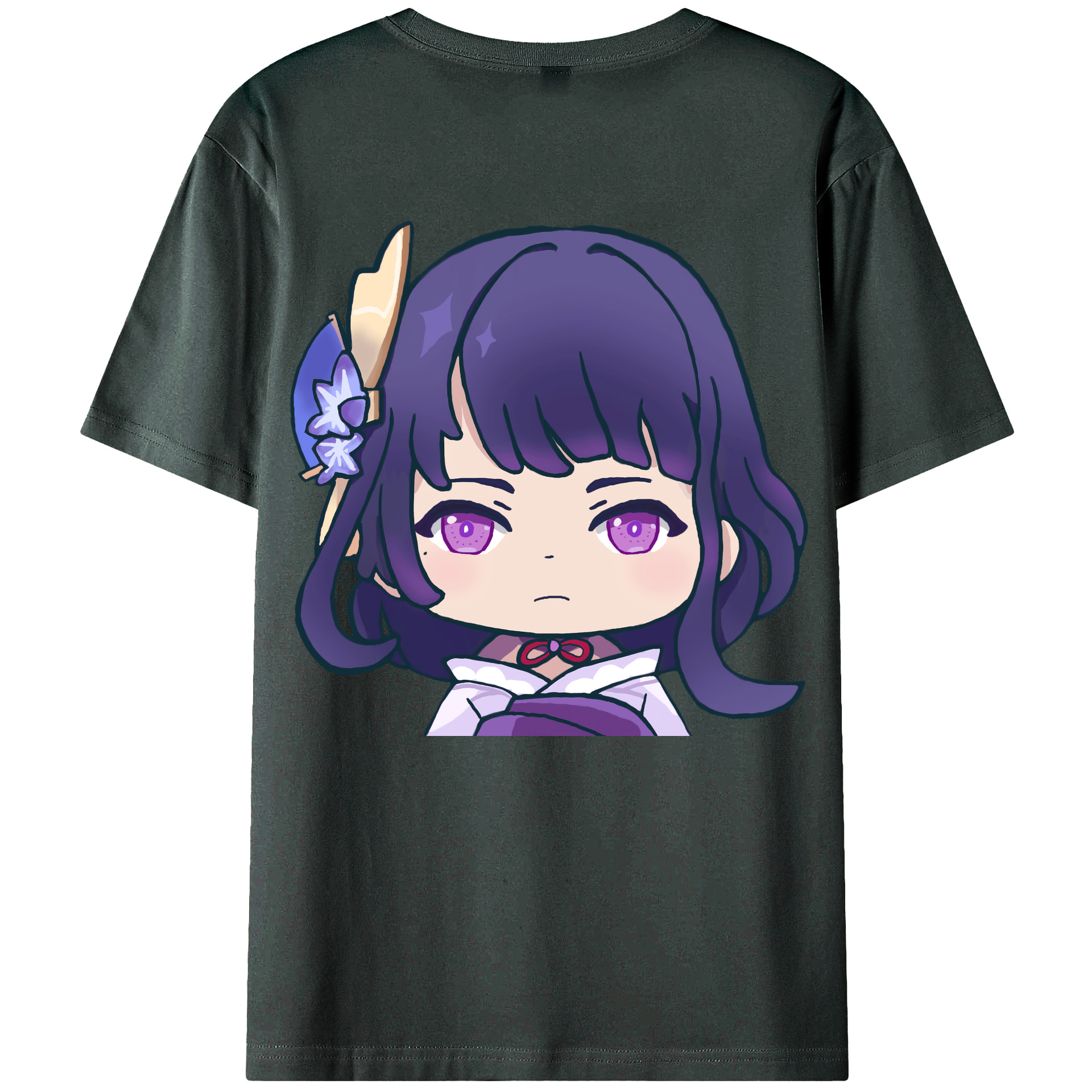 げんし神 雷電将軍 らいでんしょうぐん genshin Raiden Shogun 綿100％ メンズ半袖Tシャツ（バックプリント） 通気性